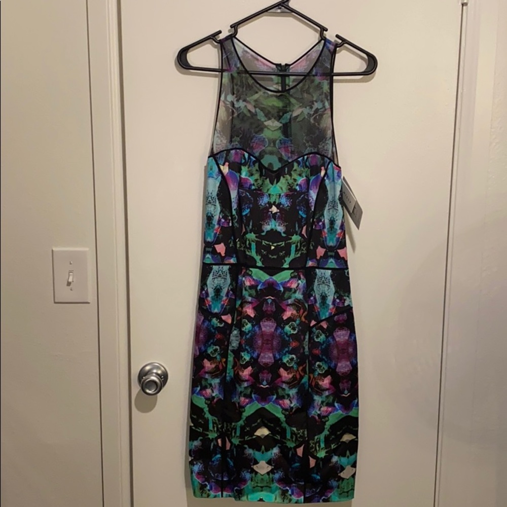 Milly Mesh Top Graphic Orchid Print Dress